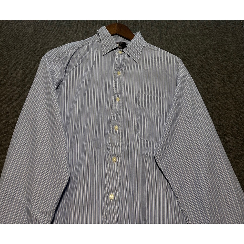Ralph lauren double RRL button shirt long sleeve cotton blue striped medium read